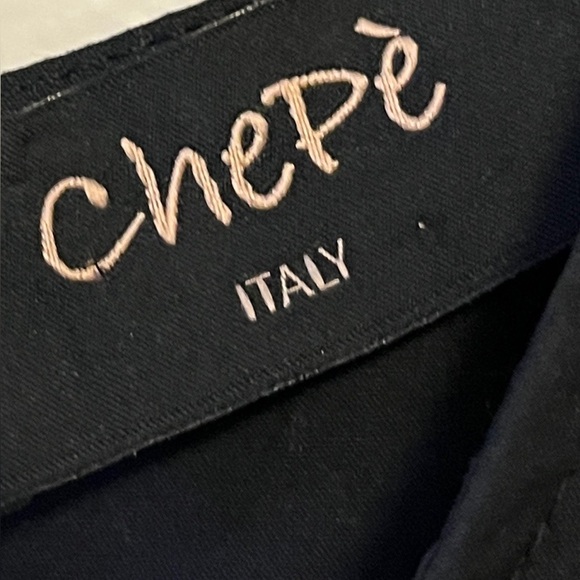 Chepé Made In Italy Black 100% Poplin Cotton Puff Sleeve Black Midi Dress Sz XS - Picture 10 of 14